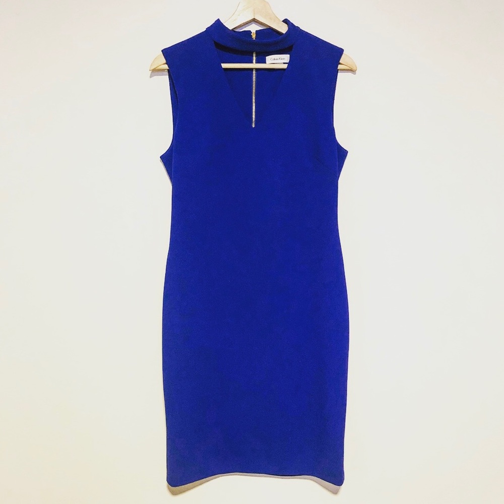 Calvin Klein cut out high neck pencil dress